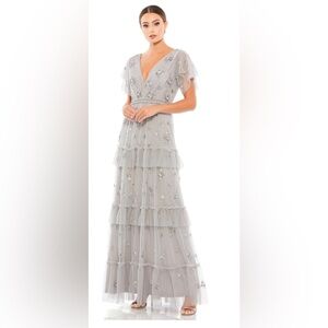 Mac Duggal Silver Embellished Wedding Dress